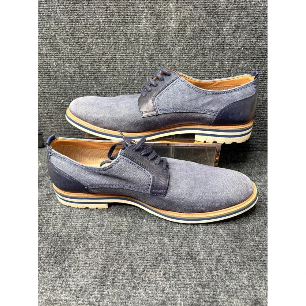 Steve Madden Carlyn Mens 10.5 Blue Fabric Leather Derby Oxford Shoes CARL05M1